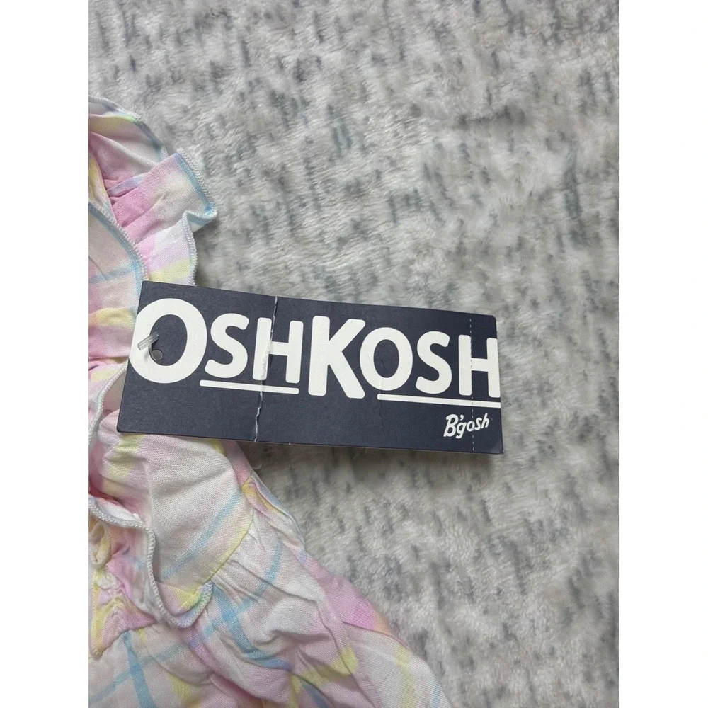 OshKosh B'gosh Baby Girl 12M Pastel Plaid Ruffle Tiered Dress 6I438810 Pink Yel‎
